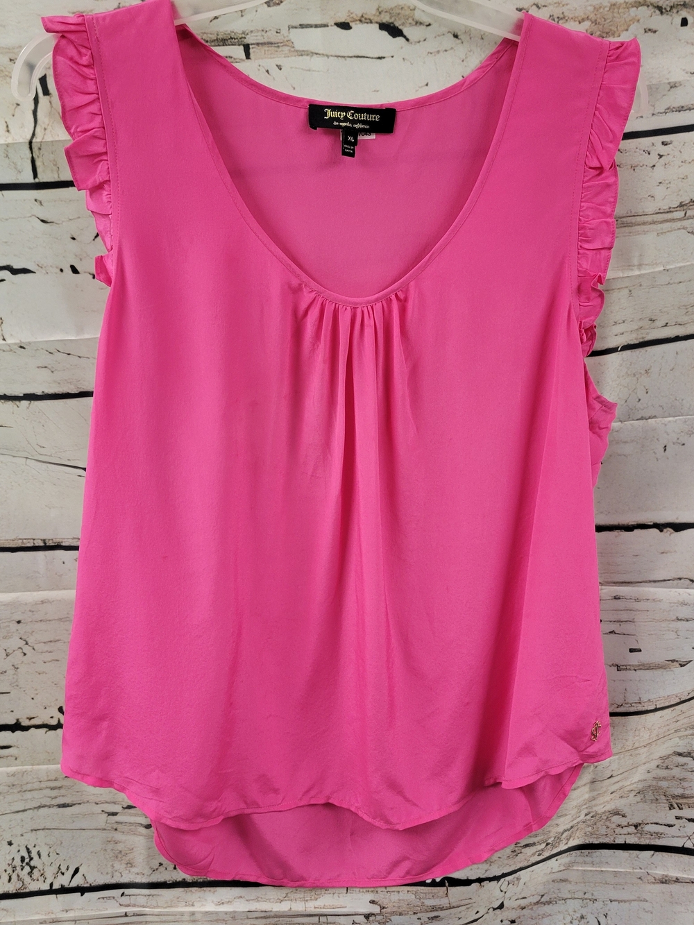 Juicy Couture 100% Silk Pink Ruffle Sleeveless Top XL – Y2K Girly Preppy